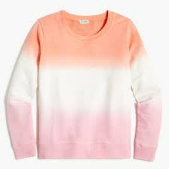 J. Crew Dip-Dyed Ombré Crew Neck 100% Cotton Sweatshirt - Orange/White - L - Picture 1 of 8